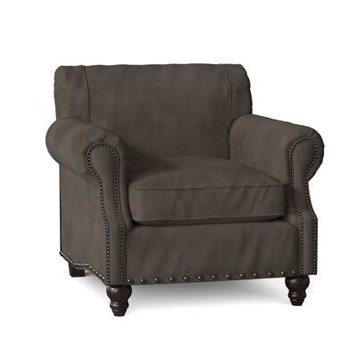 Landry 40x22 Wide Down Cushion Armchair Birch Lane Body Fabric: Tina Charcoal, Nailhead Detail: Old Gold Spotted
