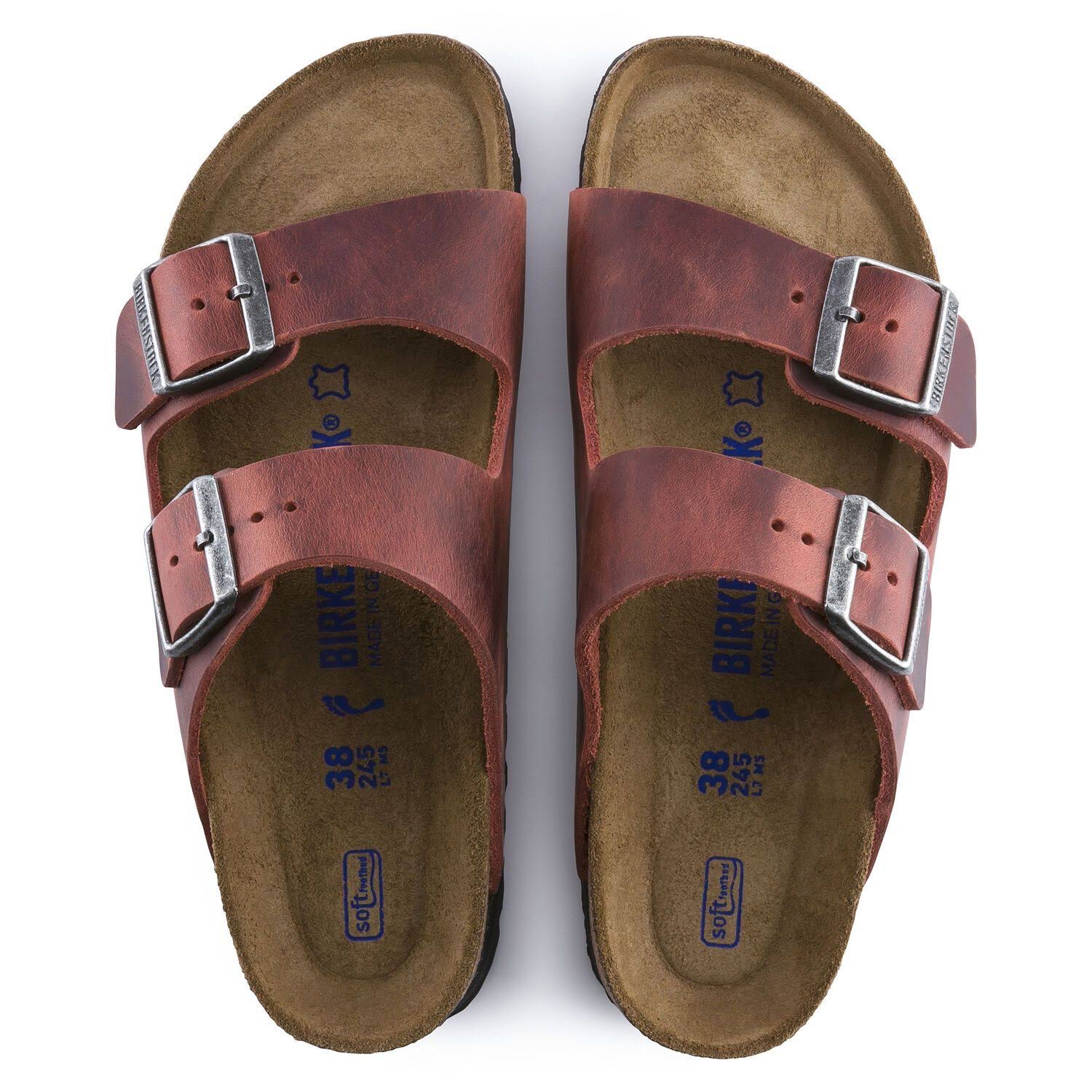 Birkenstock Women's Arizona Leather Sandal, 40 / Red
