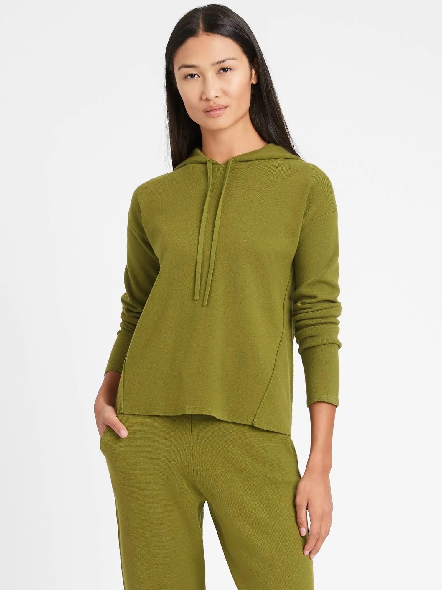 Banana Republic Women's Sweater Hoodie Deep Olive Green Size Xs