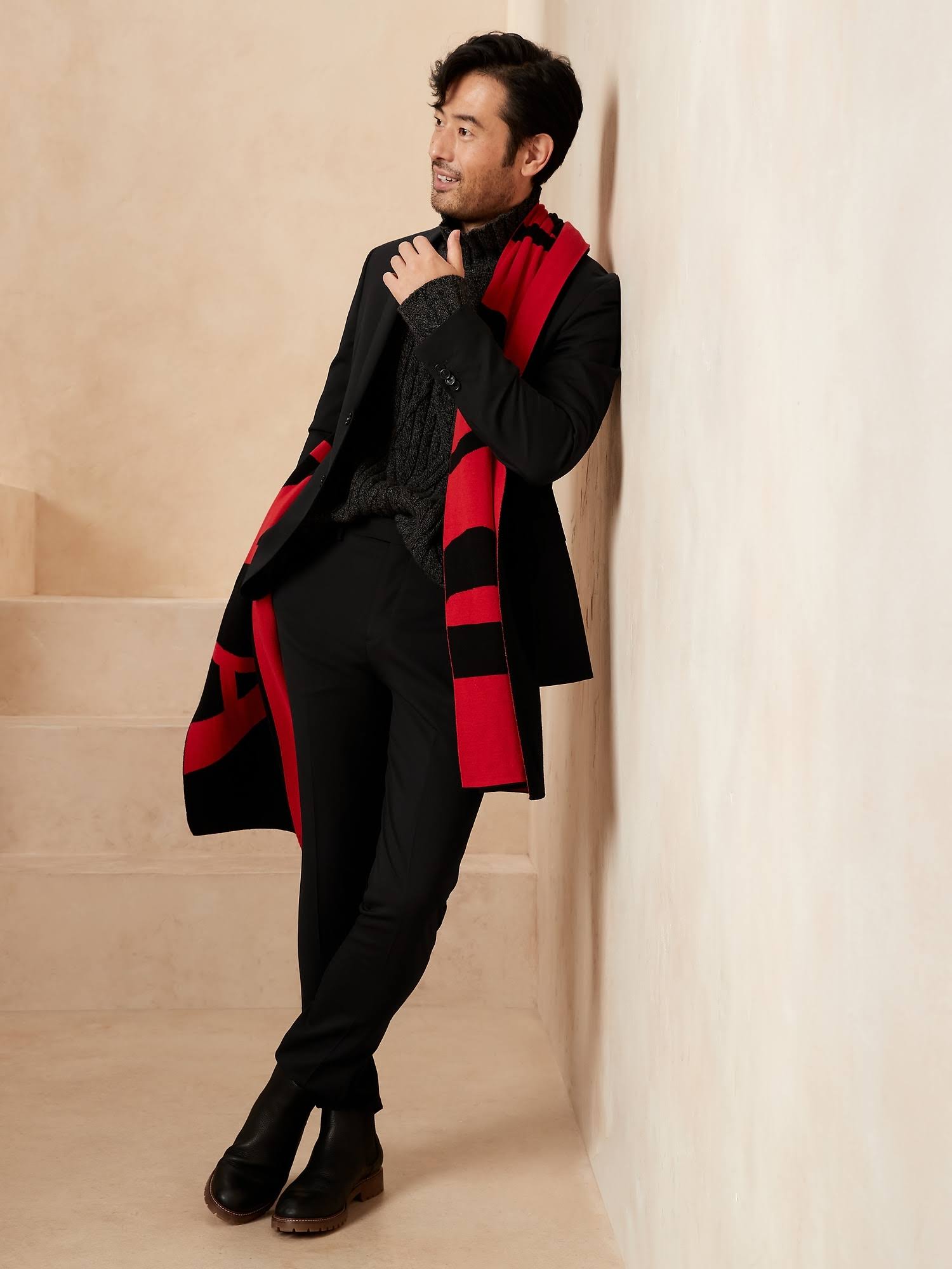 Banana Republic Men's Slim Solid Italian Wool Suit Pant Black Size 42W 34L