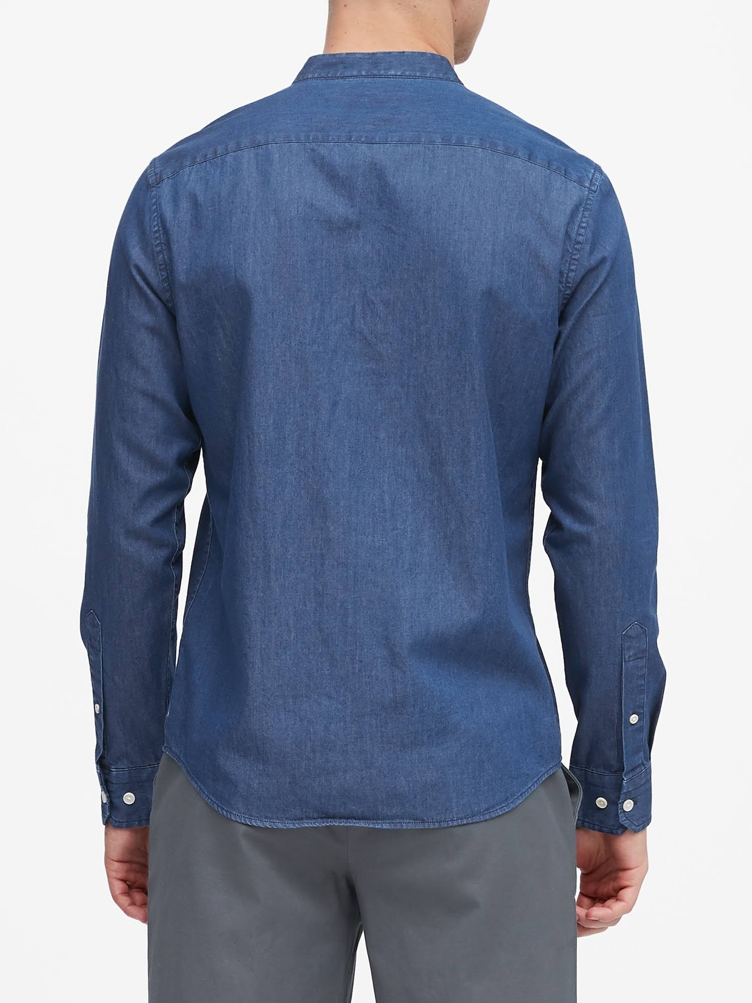 Banana Republic Men's Untucked Slim-Fit Chambray Shirt Denim Size S