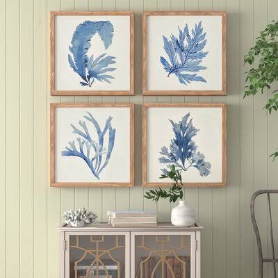 Coral - 4 Piece Print Set on Paper Beachcrest Home