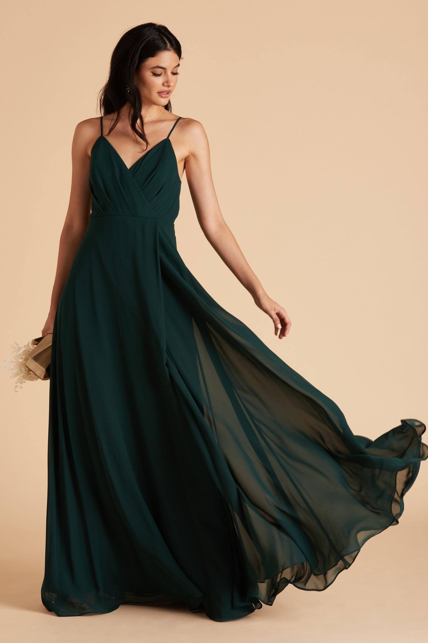 Birdy Grey Kaia Chiffon Bridesmaid Dress in Emerald S / Emerald