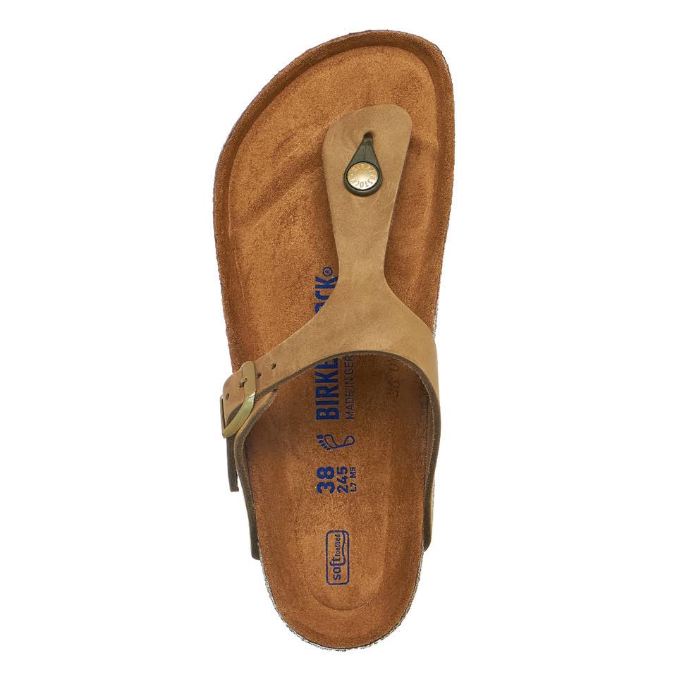 Birkenstock Women's Gizeh Soft Footbed Nubuck Sandals - Faded Khaki