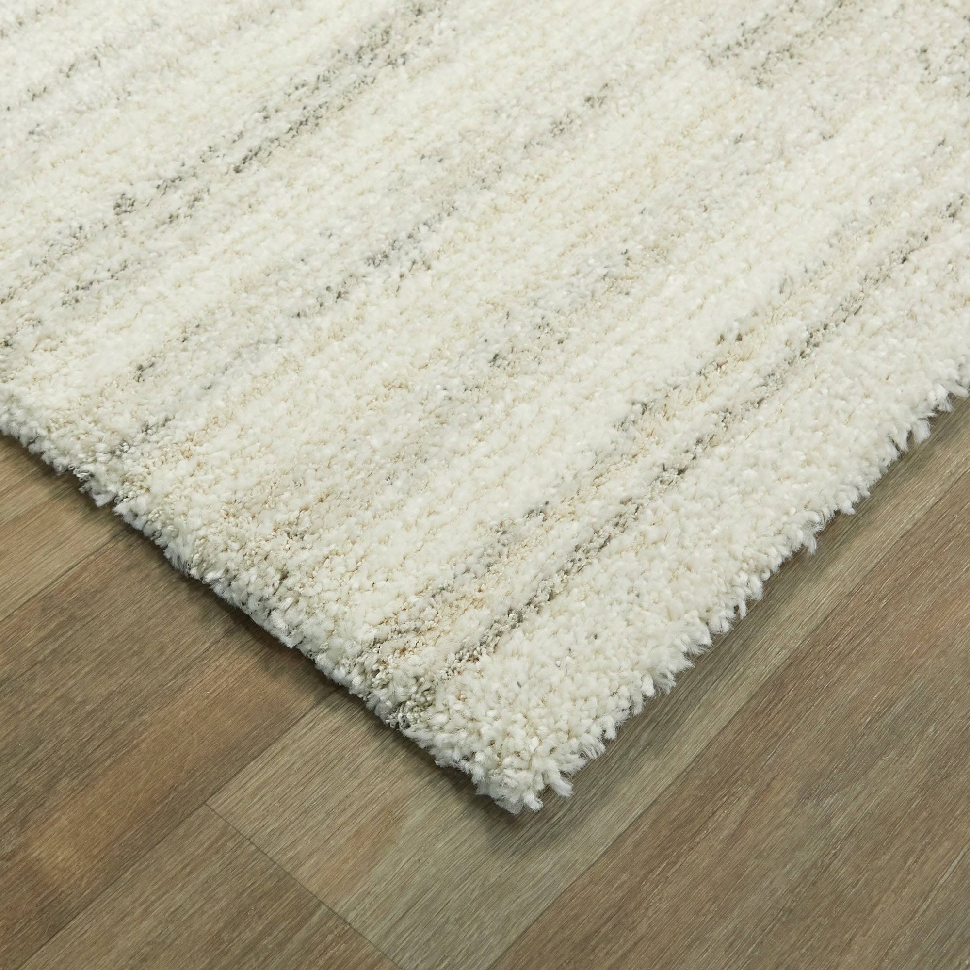 BALTA Callan White 8 ft. x 10 ft. Stripe Shag Area Rug