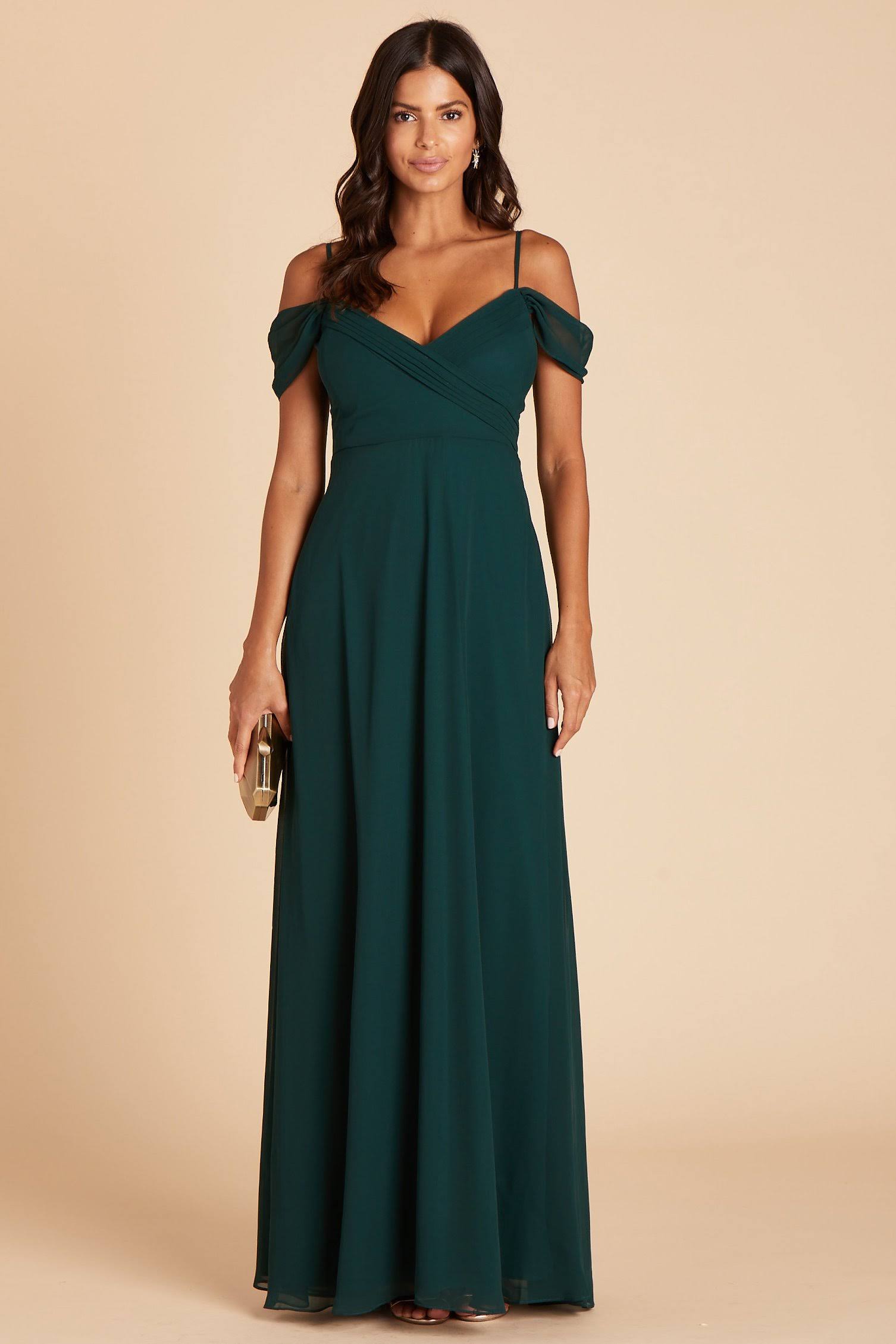 Birdy Grey Spence Convertible Chiffon Bridesmaid Dress in Emerald S / Emerald / No Slit