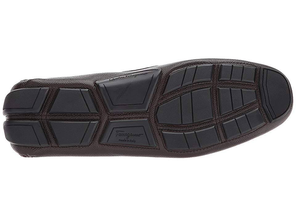Salvatore Ferragamo Men's Parigi Double Gancini Bit Pebbled Leather Loafers - 13 / Chocolate Brown