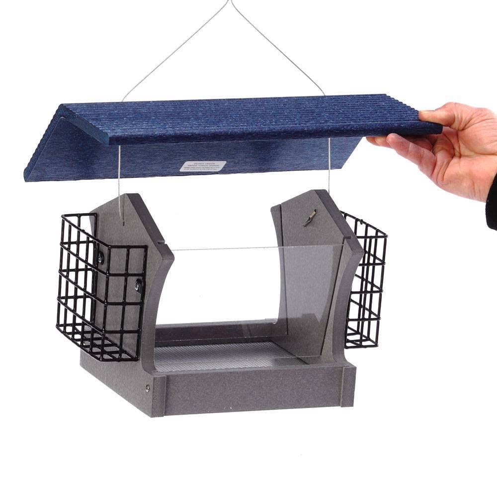 Birds Choice Solutions Recycled Hopper Bird Feeder, Blue