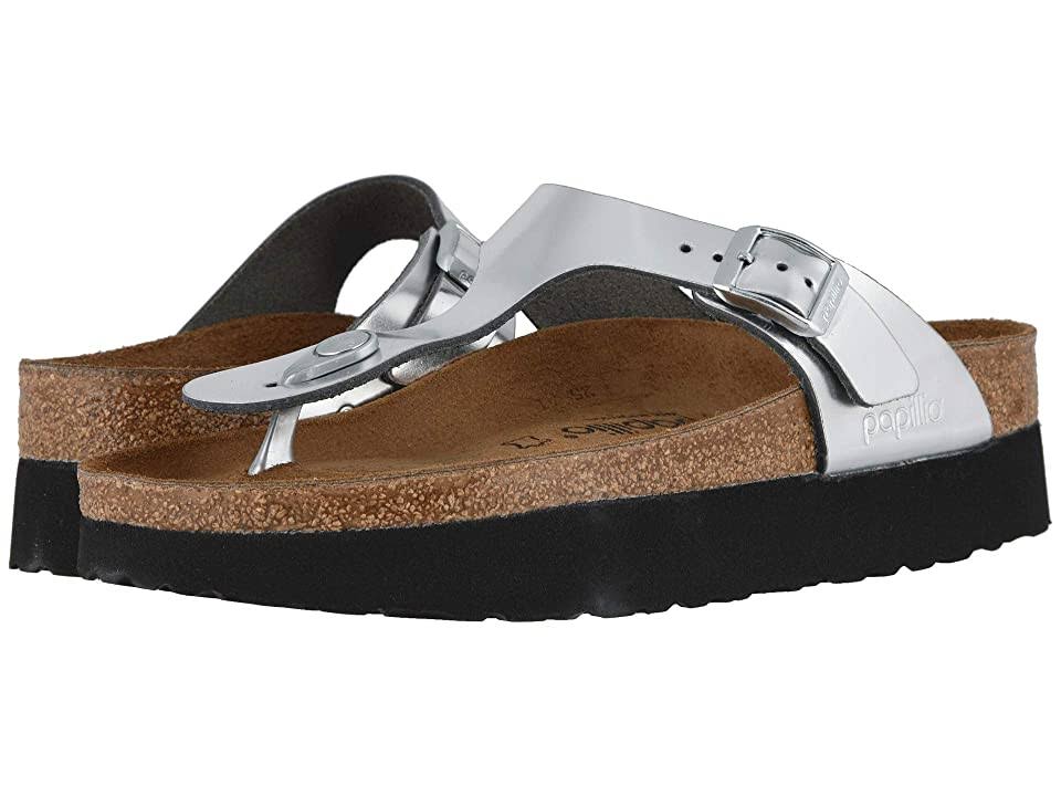 Birkenstock Papillio Women's Gizeh Platform Sandal, Silver Leather,