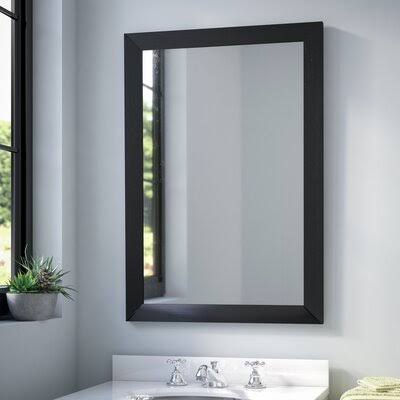 Fulk Industrial Modern & Contemporary Wall Mirror Birch Lane Size: 31.5x22 H x 26.5x22 W, Finish: Satin Black