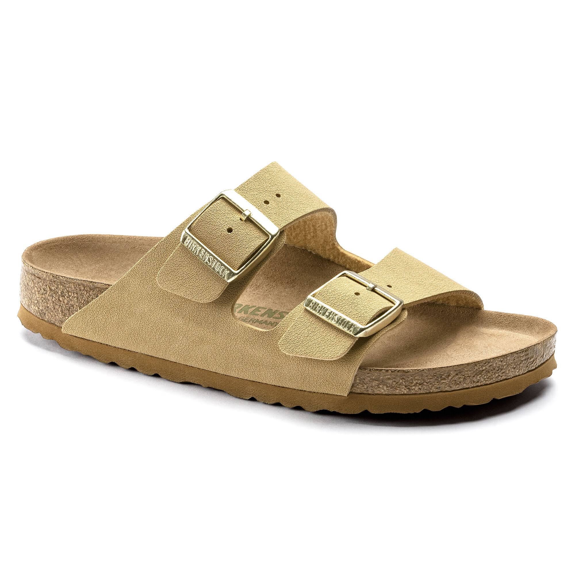 Birkenstock Arizona Birko-Flor Nubuck Latte Cream Two-Strap Sandals