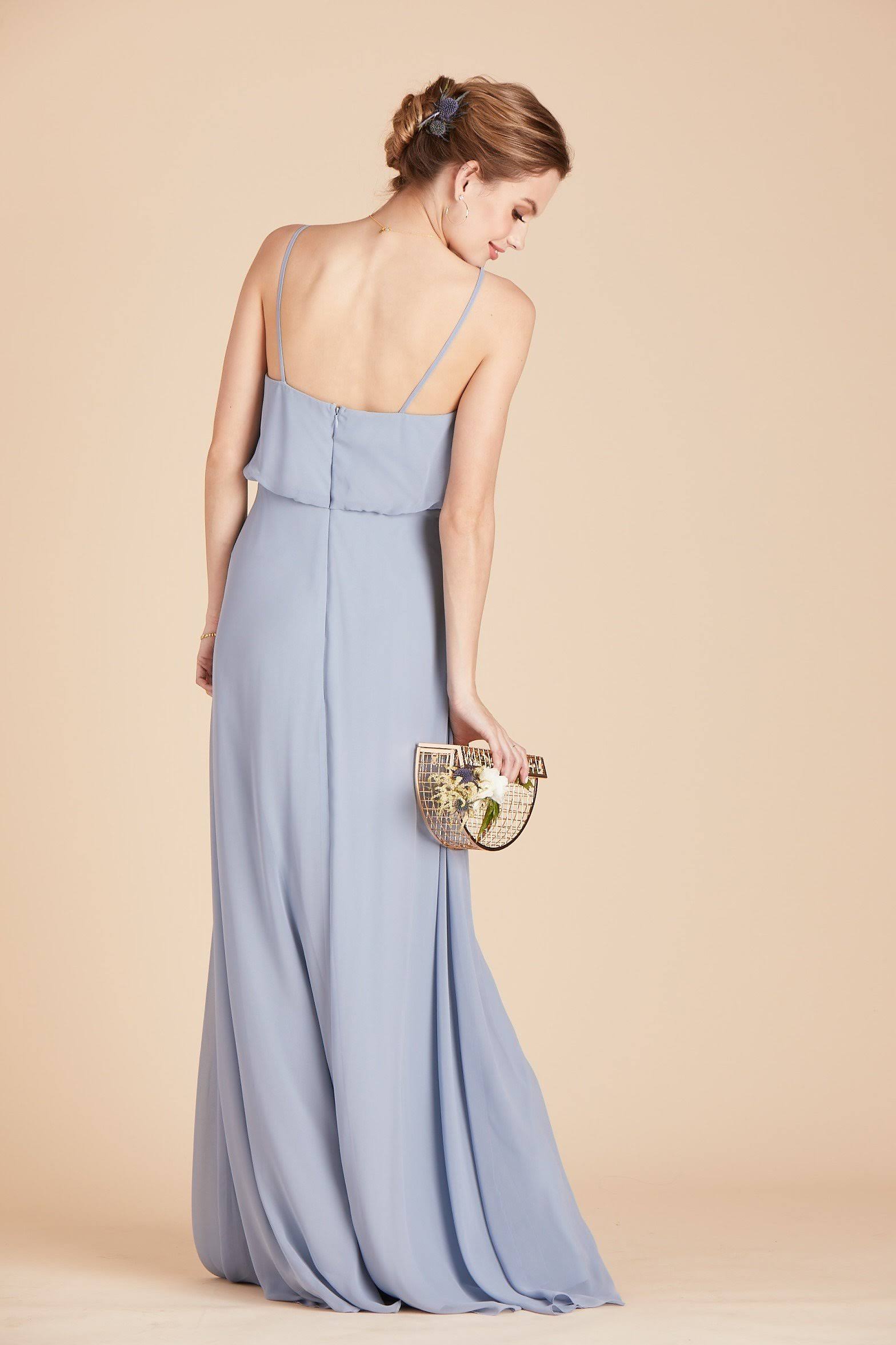 Birdy Grey Gwennie Chiffon Bridesmaid Dress in Dusty Blue XL / Dusty Blue / No Slit