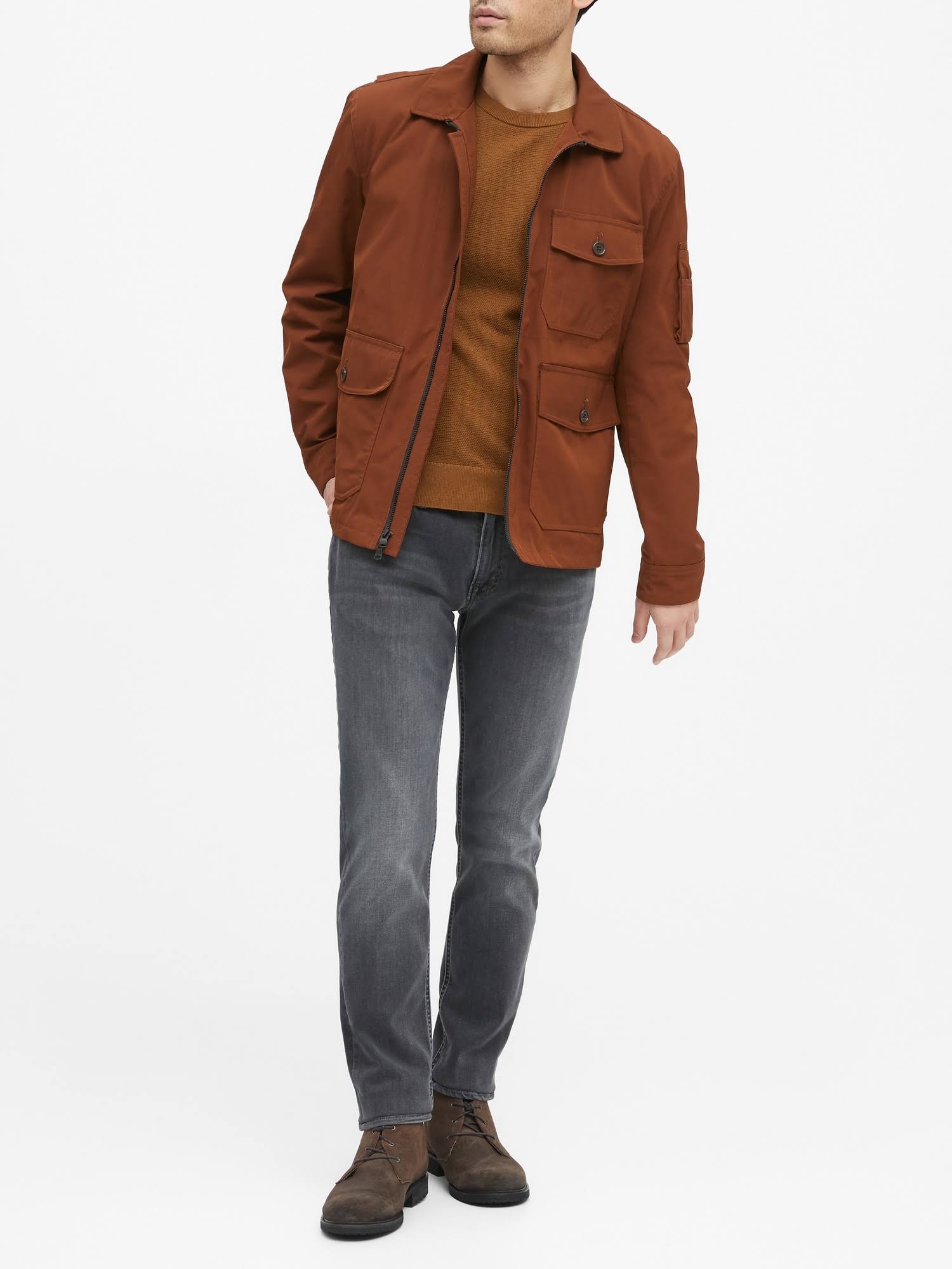 Banana Republic Men's Water-Repellent Drill Jacket Rust Brown Size S