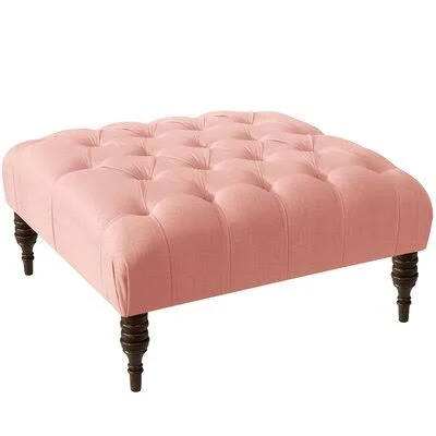 Kalvin Whitman 36x22 Tufted Square Cocktail Ottoman Fabric: Pink