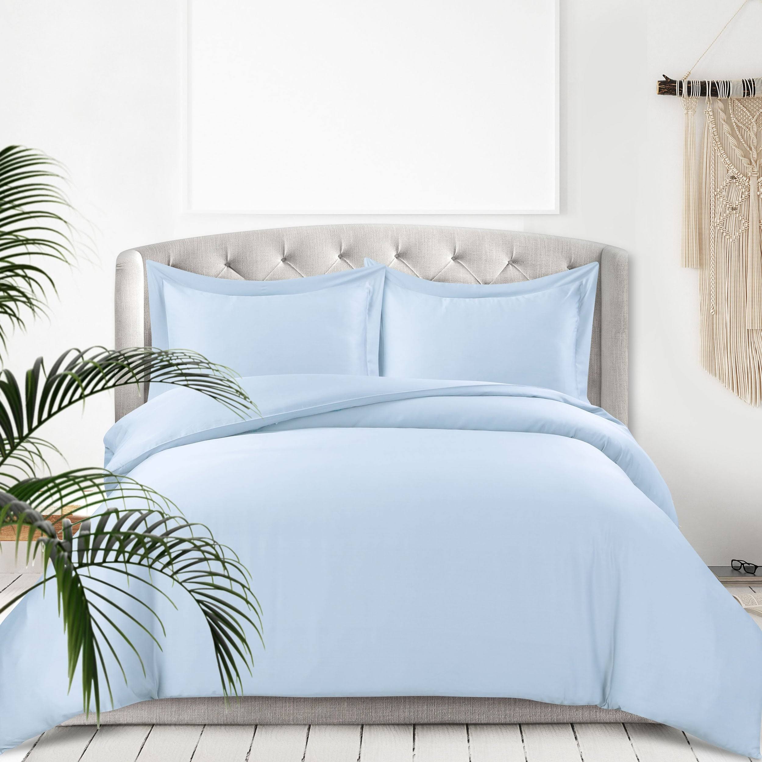 Tribeca Living 300 Thread Count Rayon from Bamboo Oversized Duvet Cover Set, Blue, King Set