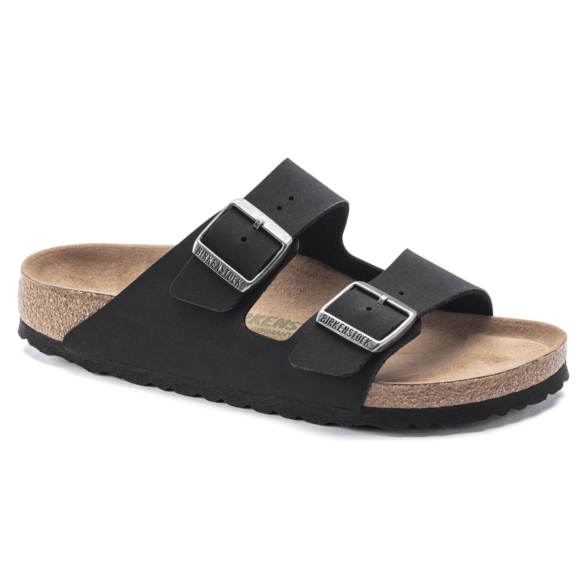 Birkenstock Arizona Birko-Flor Nubuck Earthy Vegan Sandals - Black