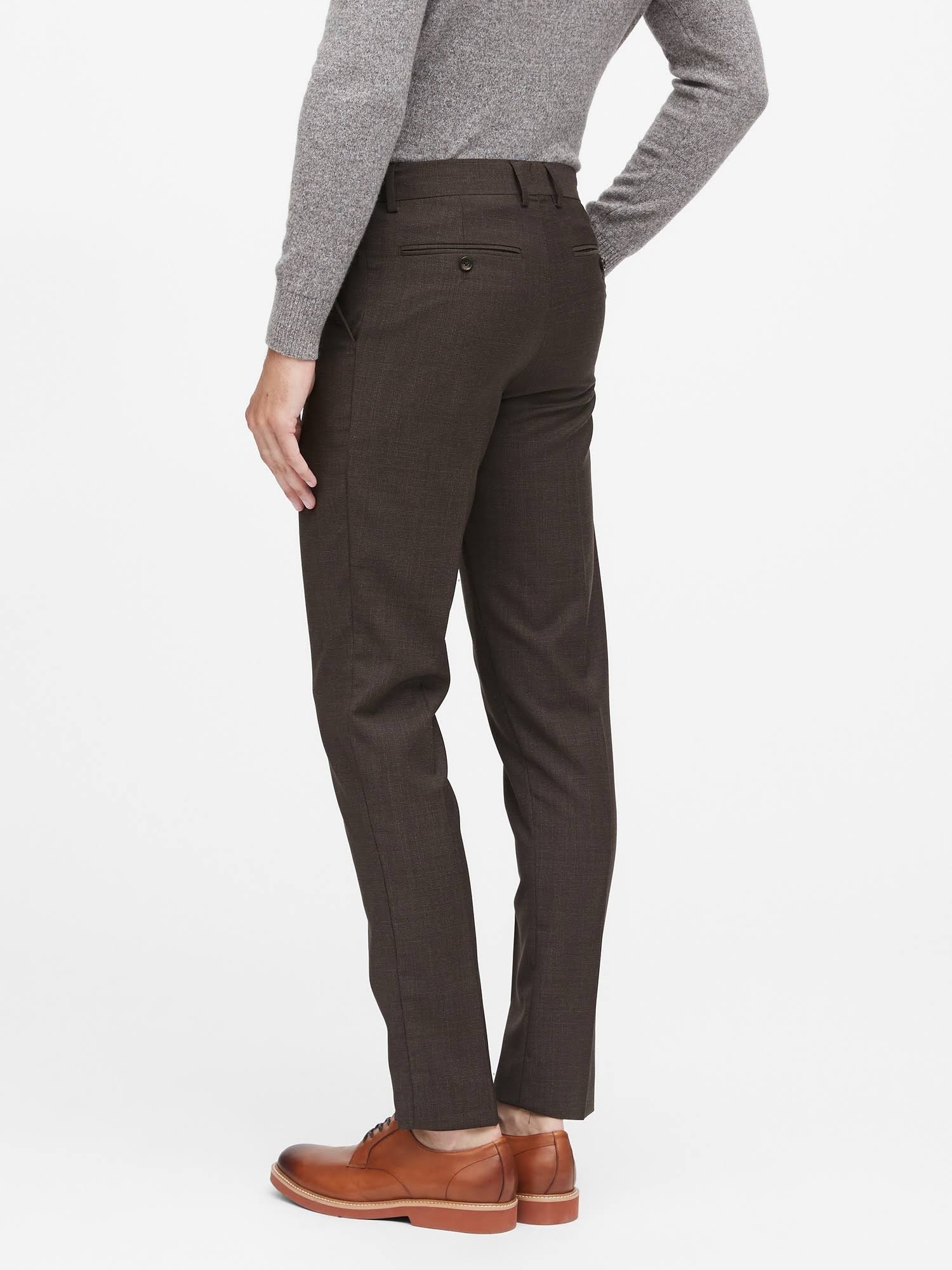 Banana Republic Men's Slim Italian Wool Suit Pant Brown Houndstooth Size 26W 30L