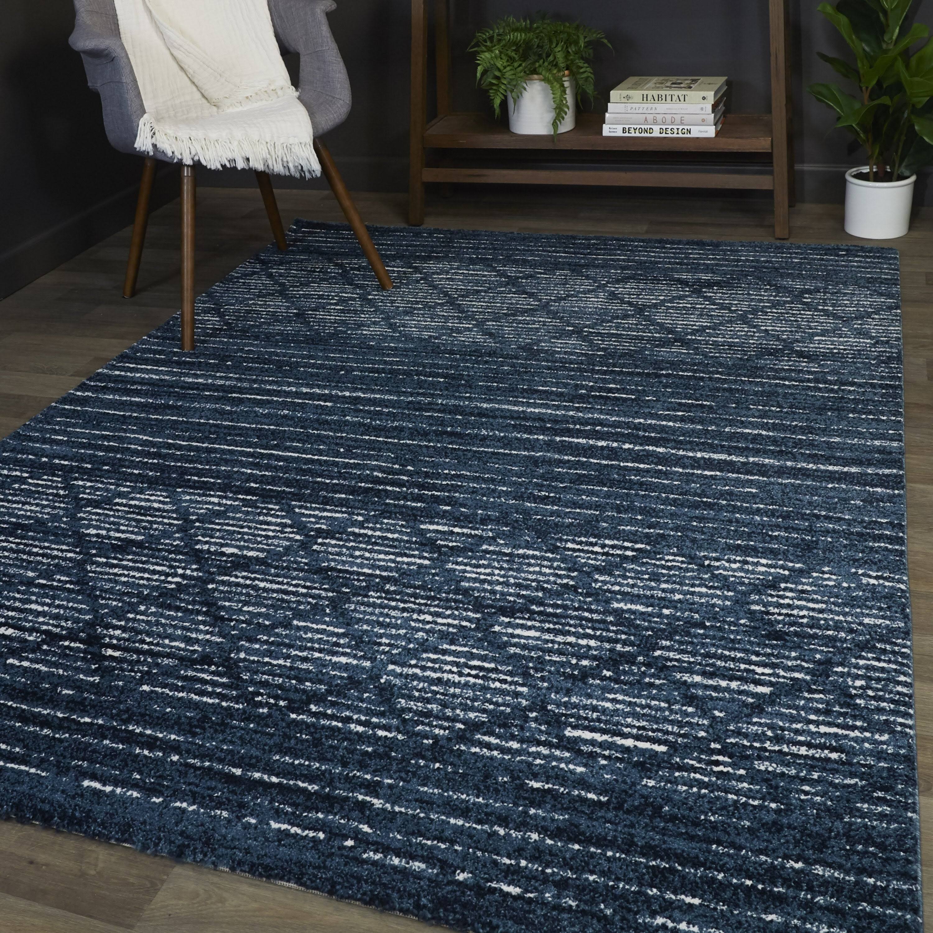 Madera Striped Contemporary Area Rug - 7&10x22 x 10& - Navy Blue