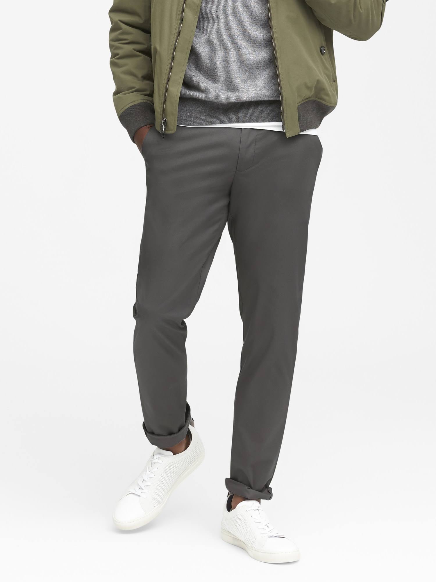 Banana Republic Men's Aiden Slim Core Temp Pant Jupiter Gray Size 31W 32L