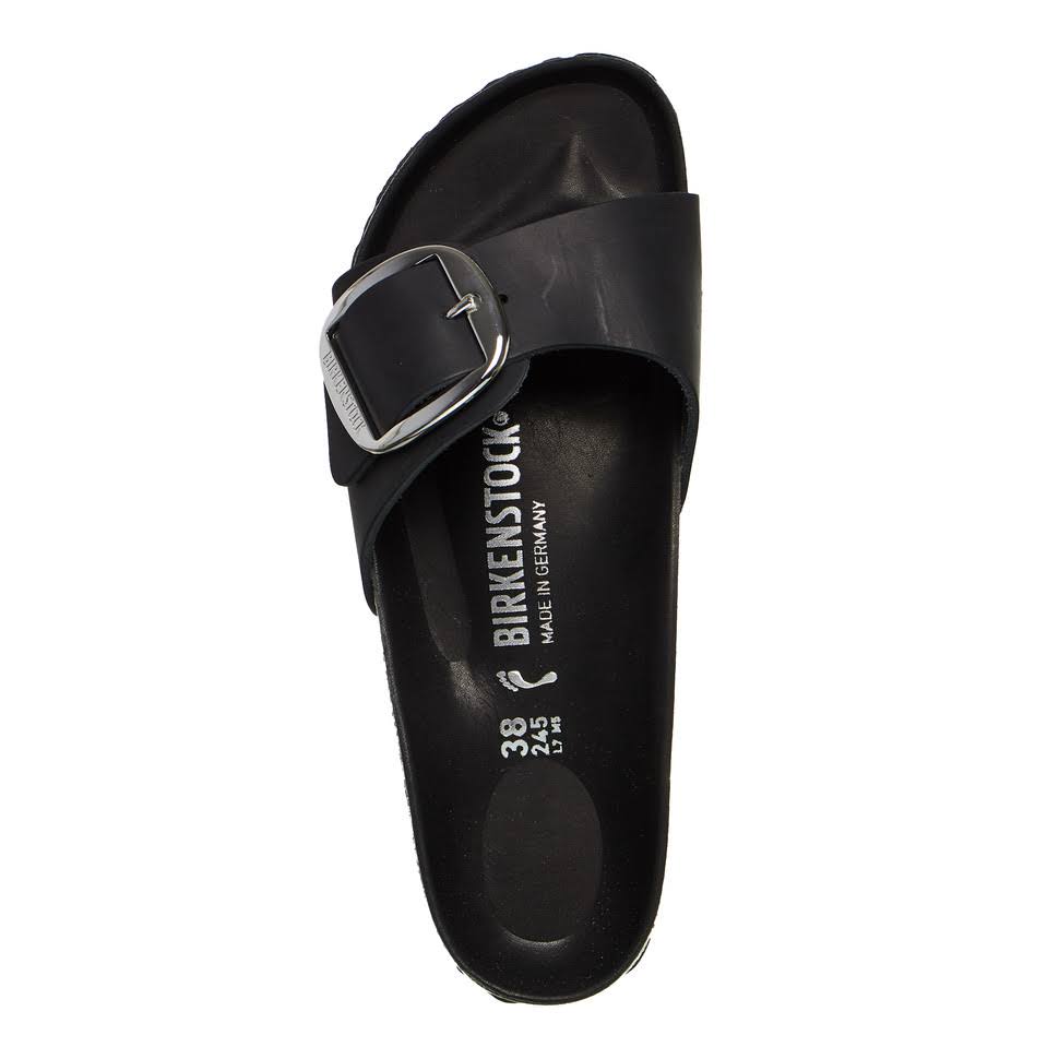 Birkenstock Madrid Big Buckle Slippers Black Leather EU 42 / norrow
