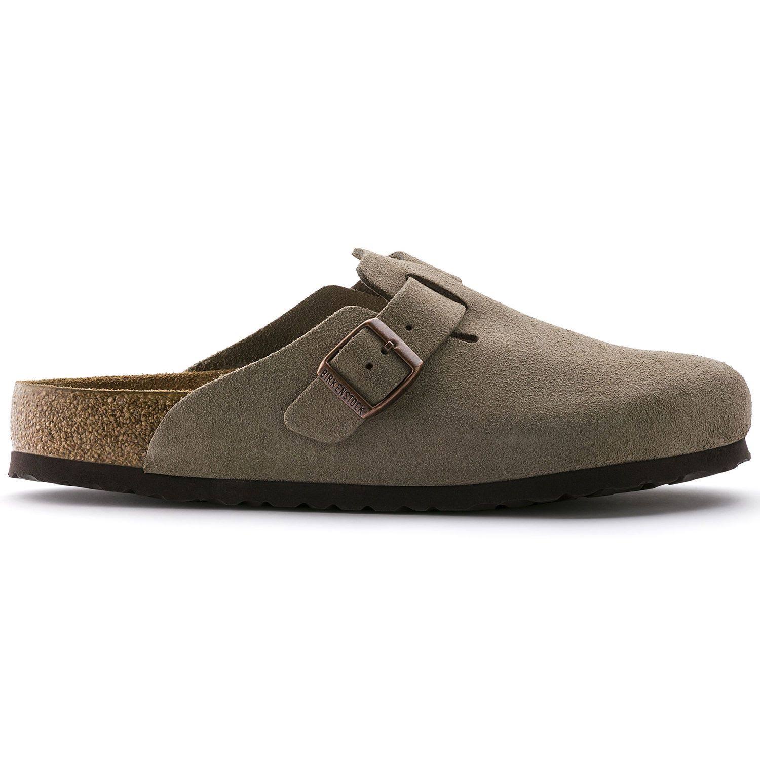 Birkenstock Unisex Suede Soft Footbed Boston Clogs, Taupe Suede, M 10-10.5/W 12-12.5