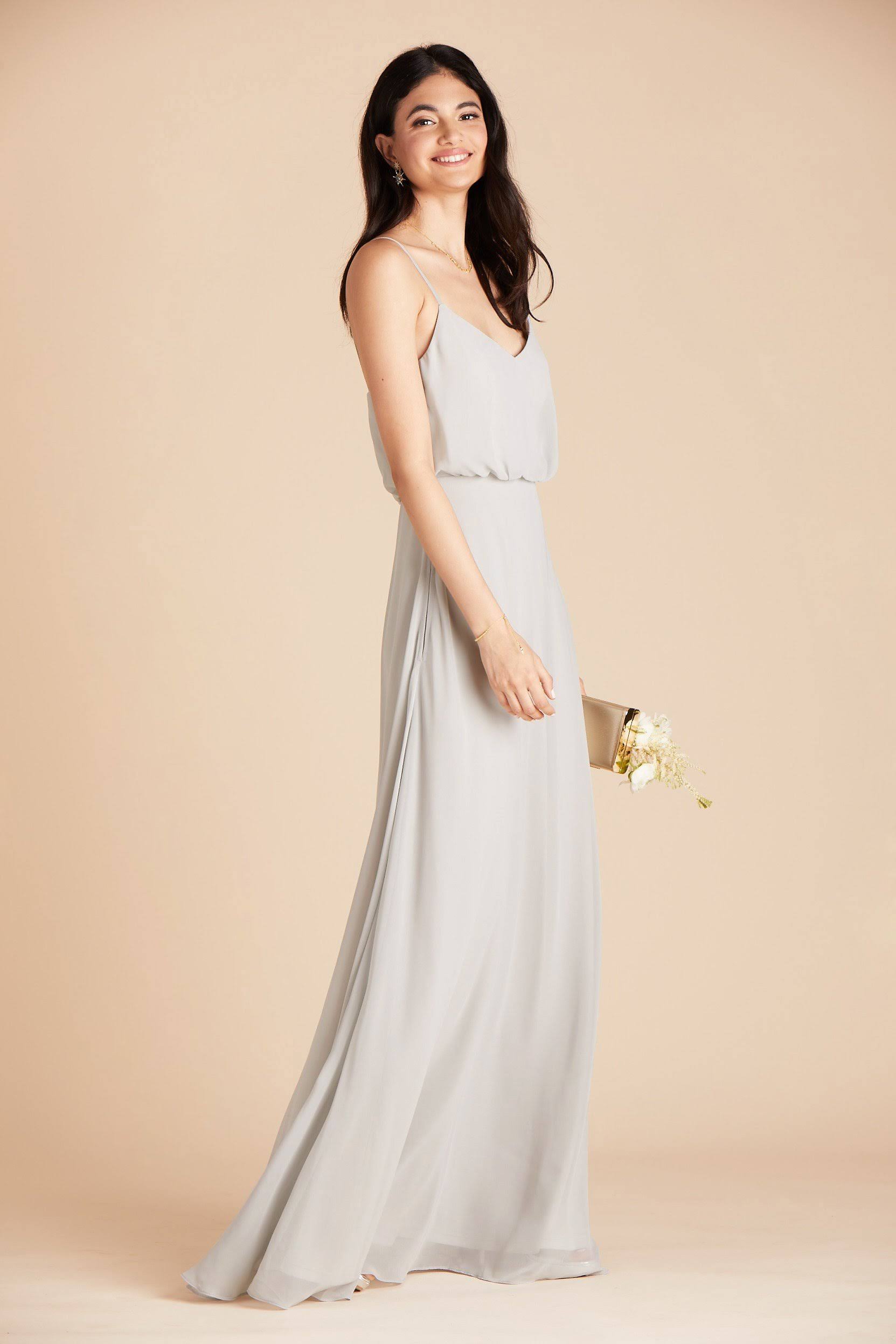 Gwennie Chiffon Bridesmaid Dress in Dove Gray XL / Dove Gray