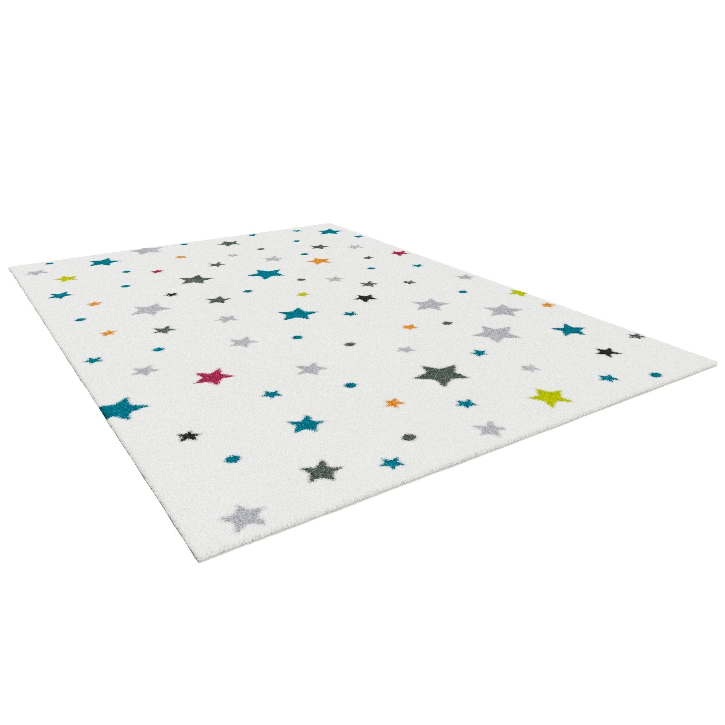 Twinkling Stars White Multi Area Rug - 3&11 x 5&6