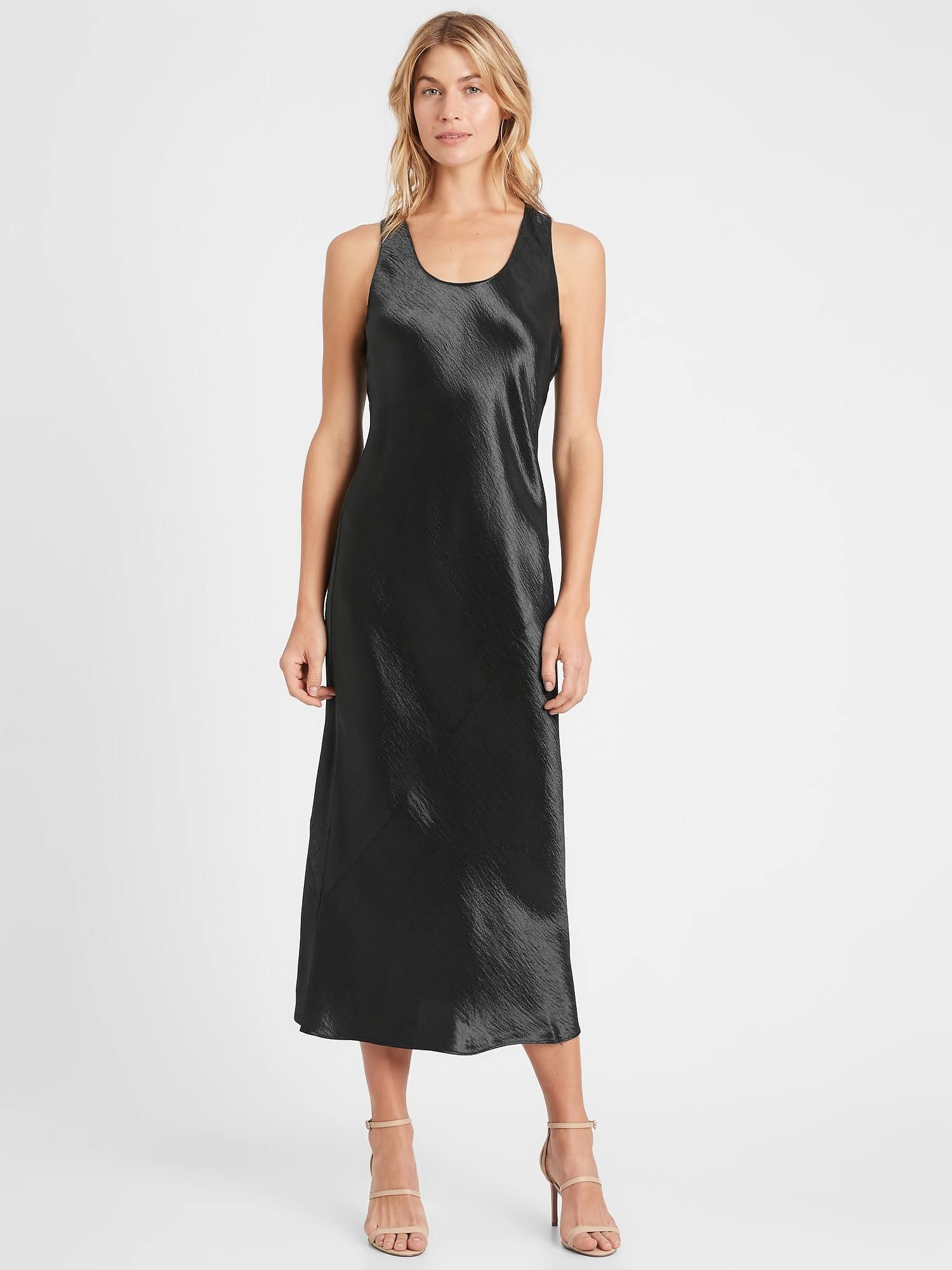 Banana Republic Women's Bias-Cut Satin Slip Dress Black Size M