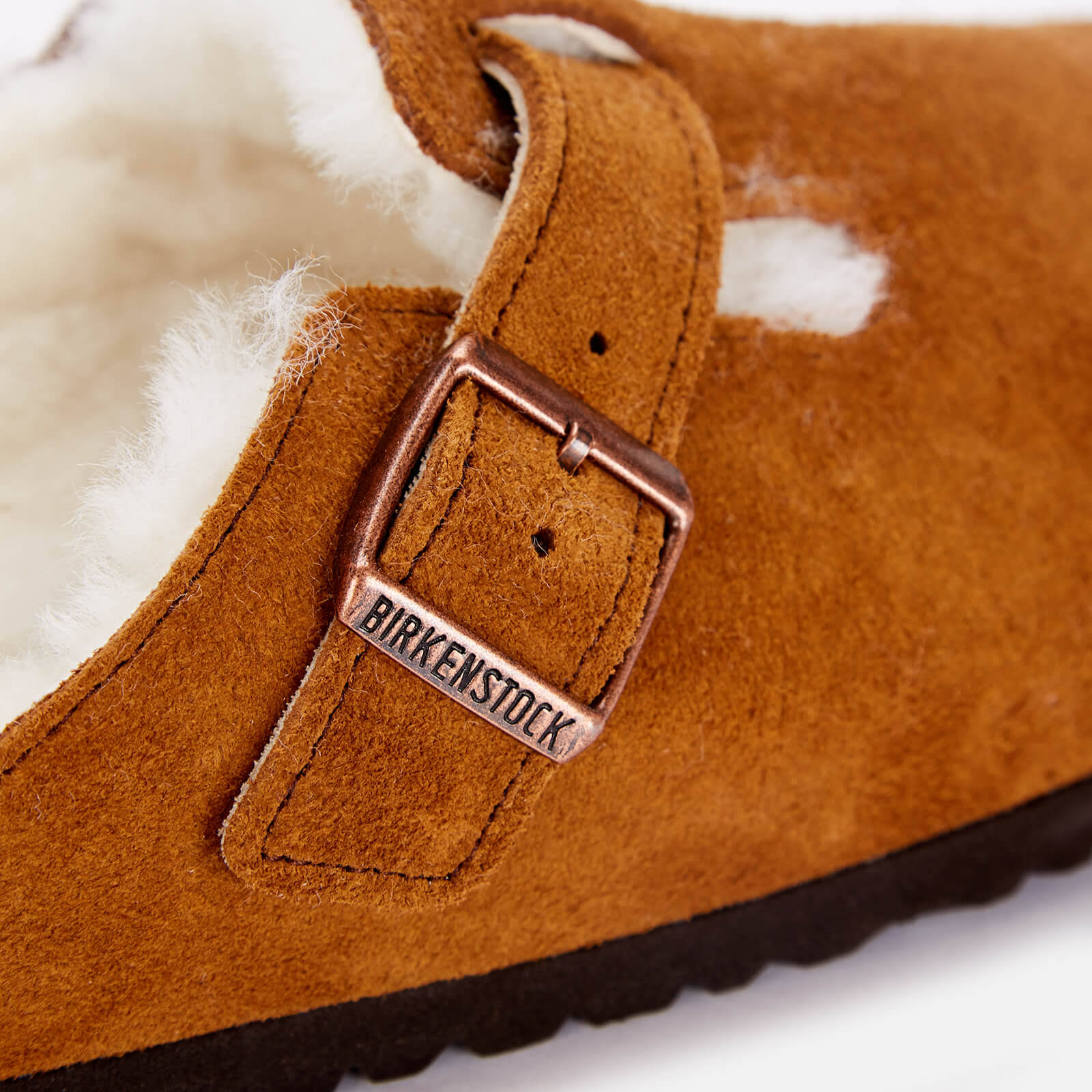 Birkenstock Boston Suede Leather Mink Shearling Clogs
