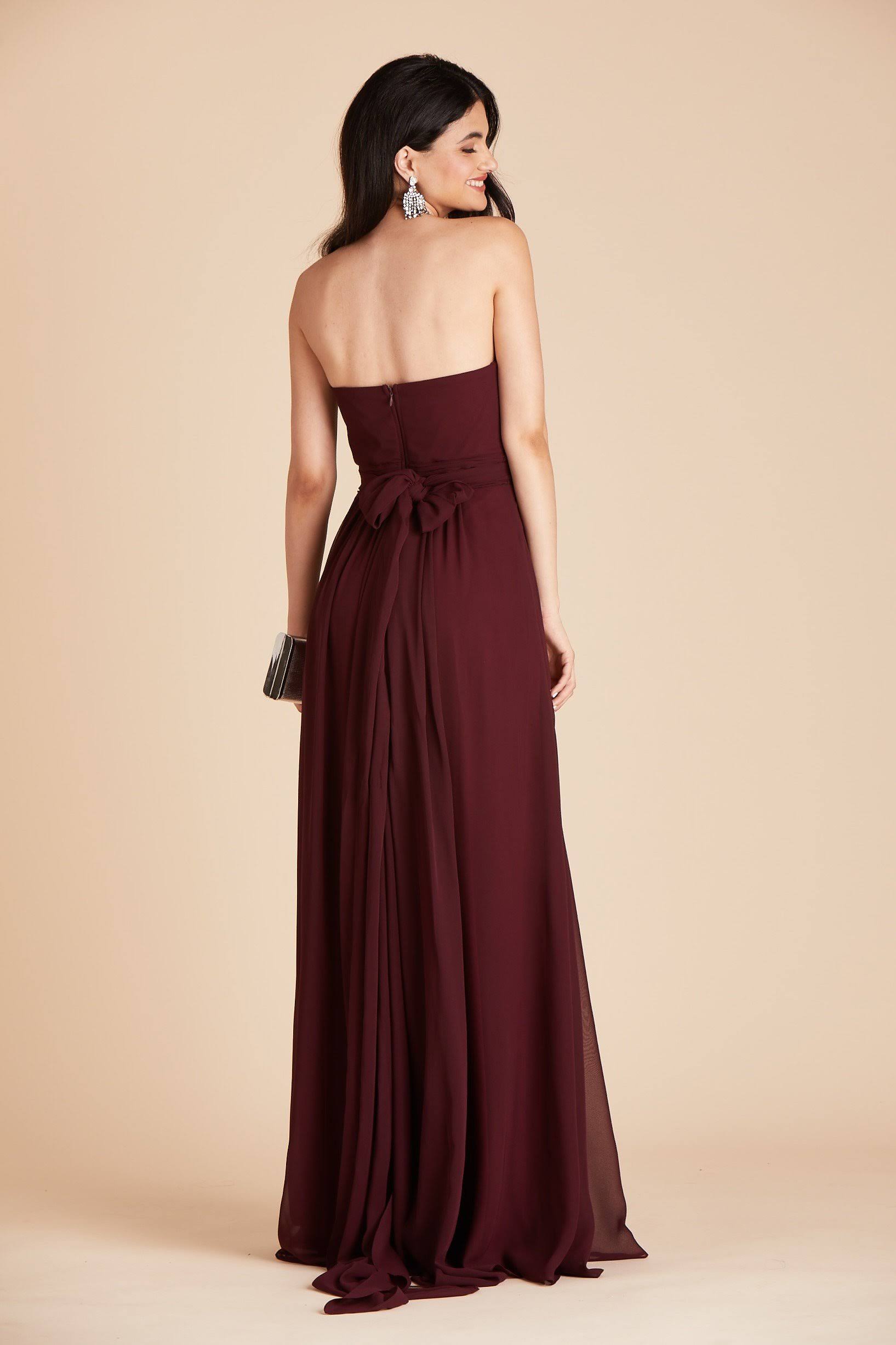 Birdy Grey Grace Convertible Chiffon Bridesmaid Dress in Cabernet L / Cabernet