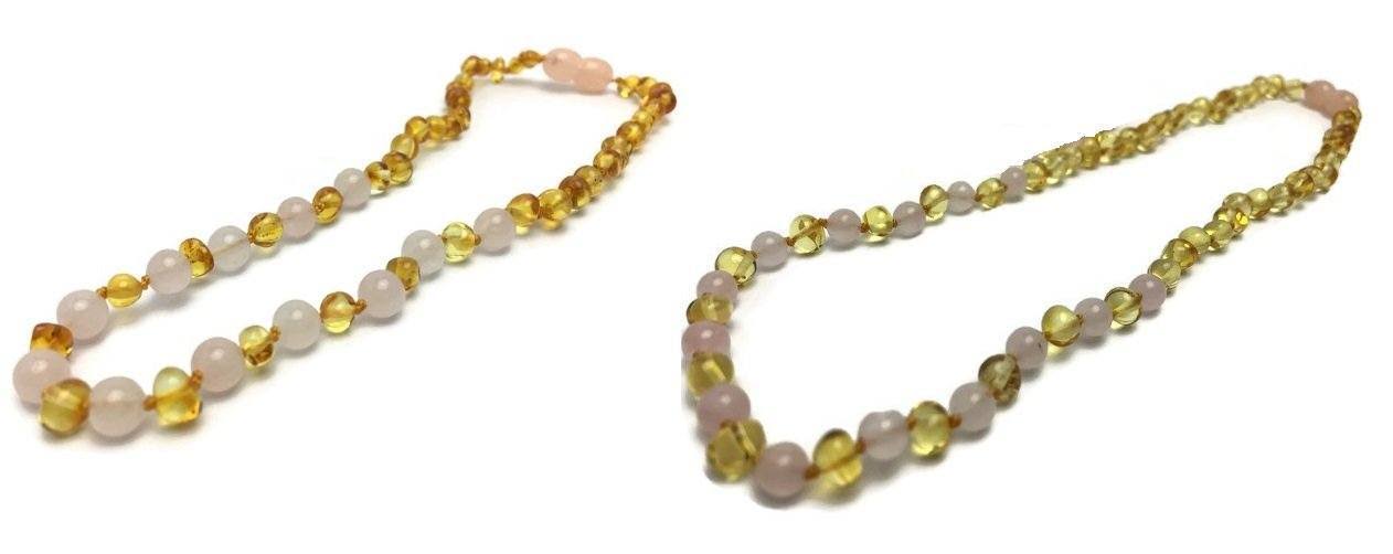 Mommy Daughter Match Matching Baltic Amber Teething Necklaces - Semi-Precious Rainbow / 12.5 (5Month-5Yr) / 17x22