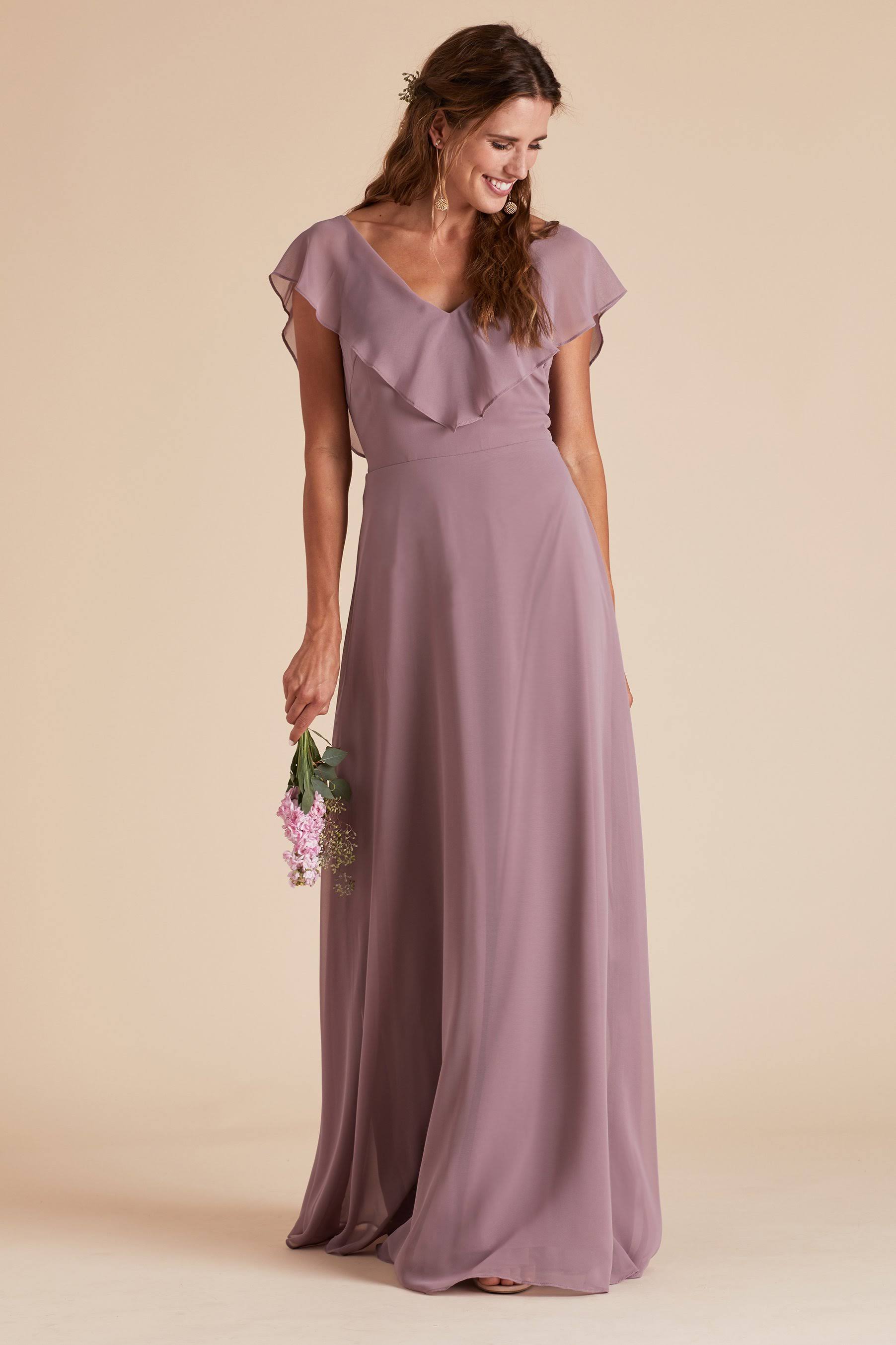 Birdy Grey Jane Convertible Chiffon Bridesmaid Dress in Dark Mauve M / Dark Mauve / No Slit