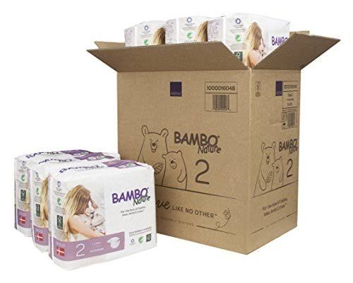 Bambo Nature Premium Baby Diapers, Size 2, 180 Count (6 Packs of 30), White
