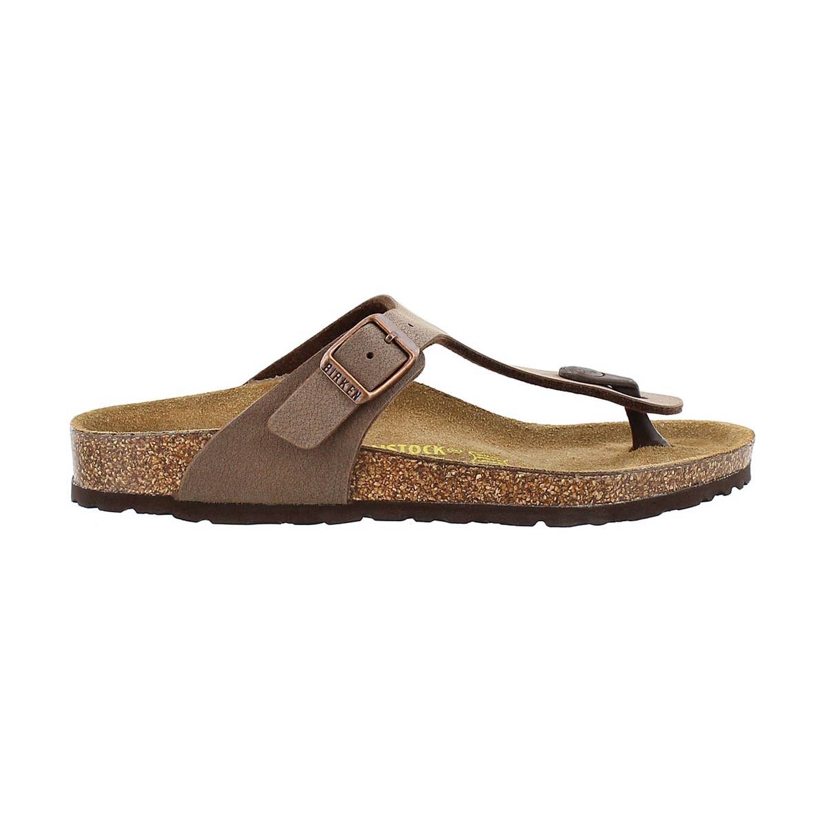 Birkenstock Kids Gizeh Birko-Flor Nubuck Mocha Thong Sandals
