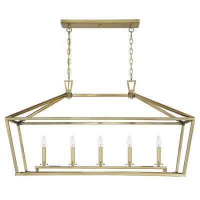 Israel 5 - Light Kitchen Island Linear Pendant Finish: Warm Brass