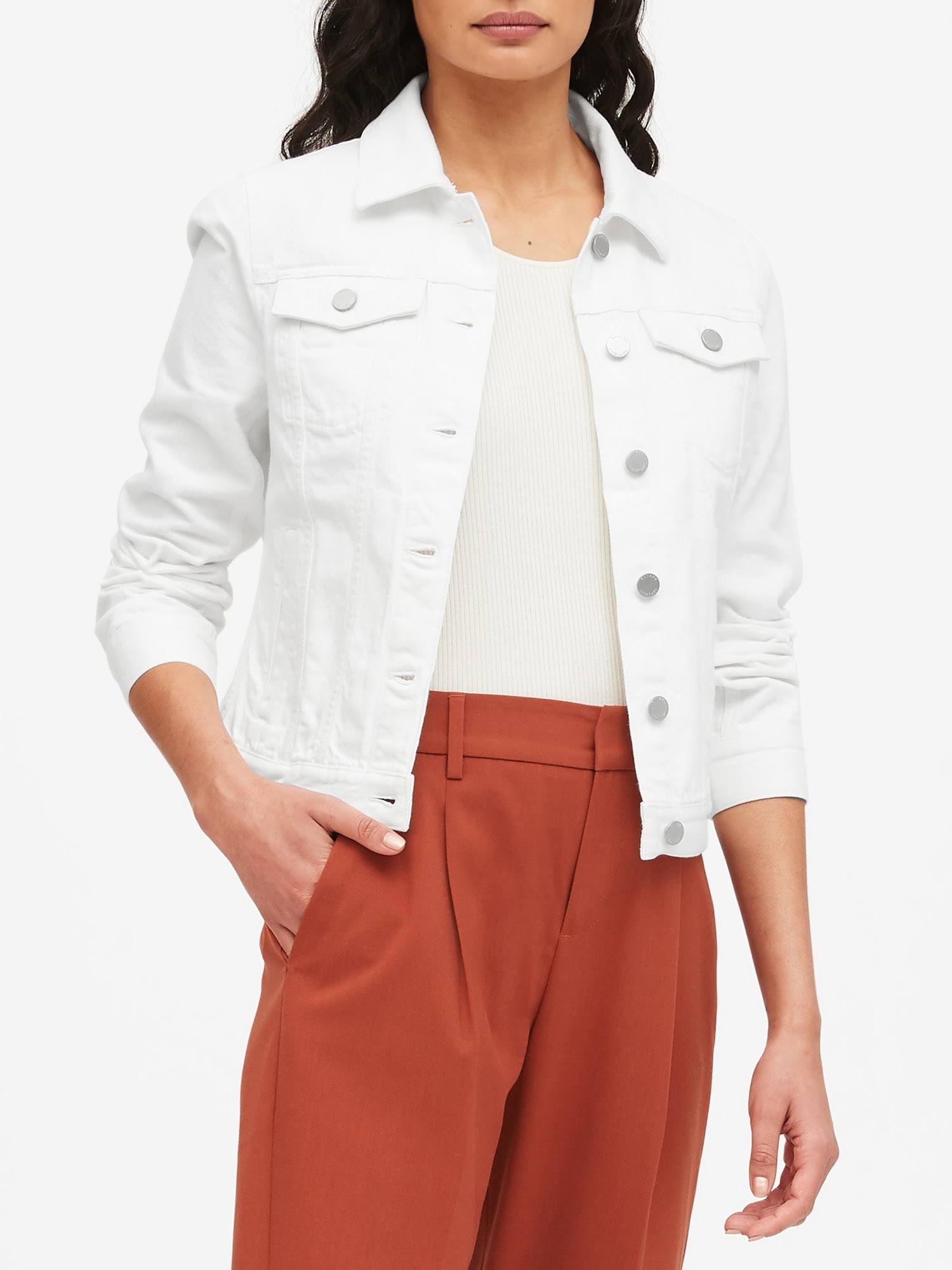 Banana Republic Women's Denim Trucker Jacket White Size M