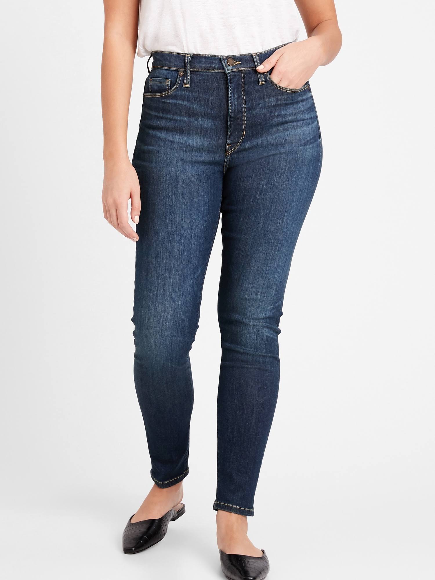 Banana Republic Women's Curvy High-Rise Skinny Soft Sculpt Jean Medium Wash Size 26 Short