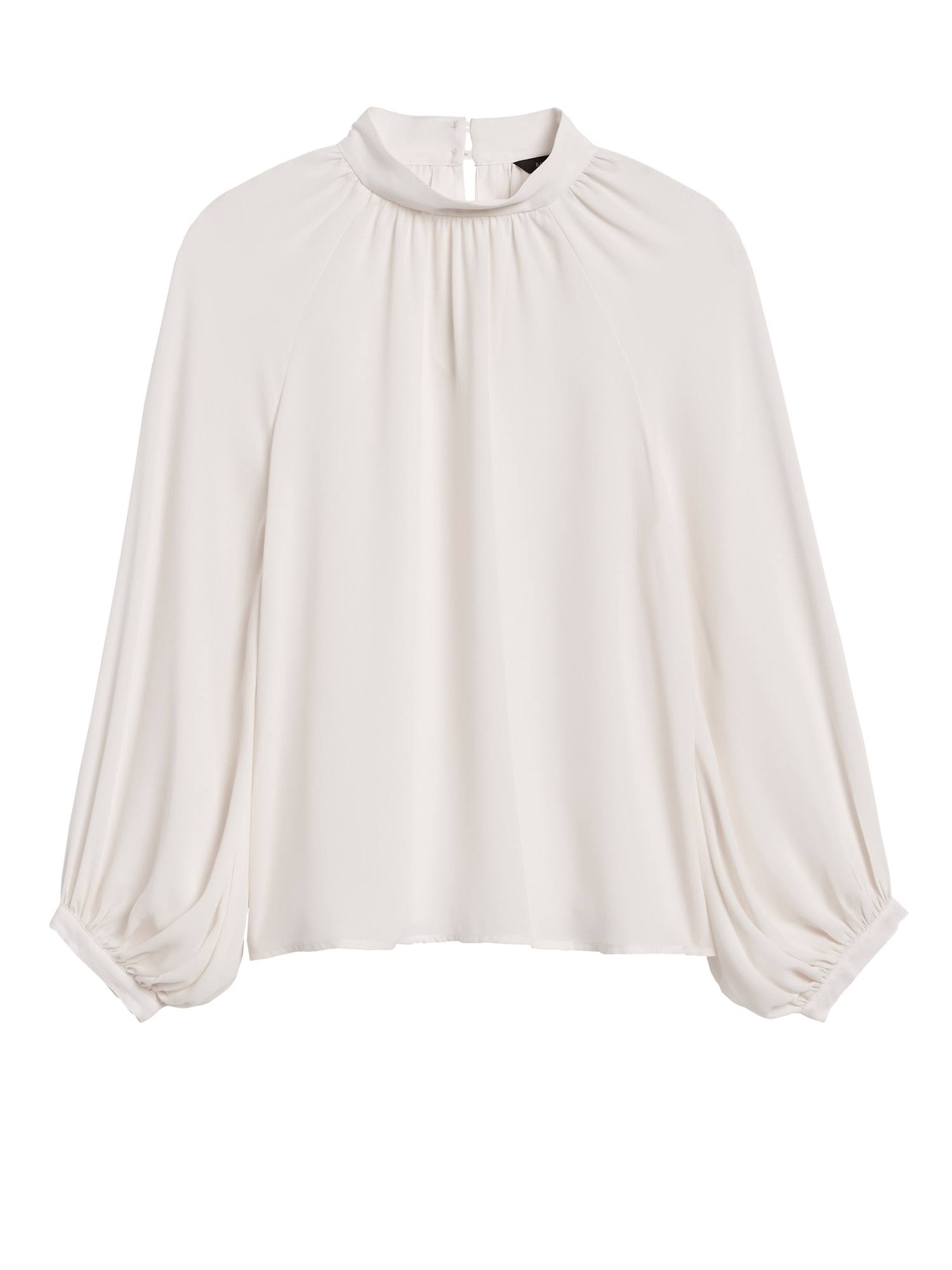Banana Republic Women's Mock-Neck Balloon-Sleeve Top White Size L