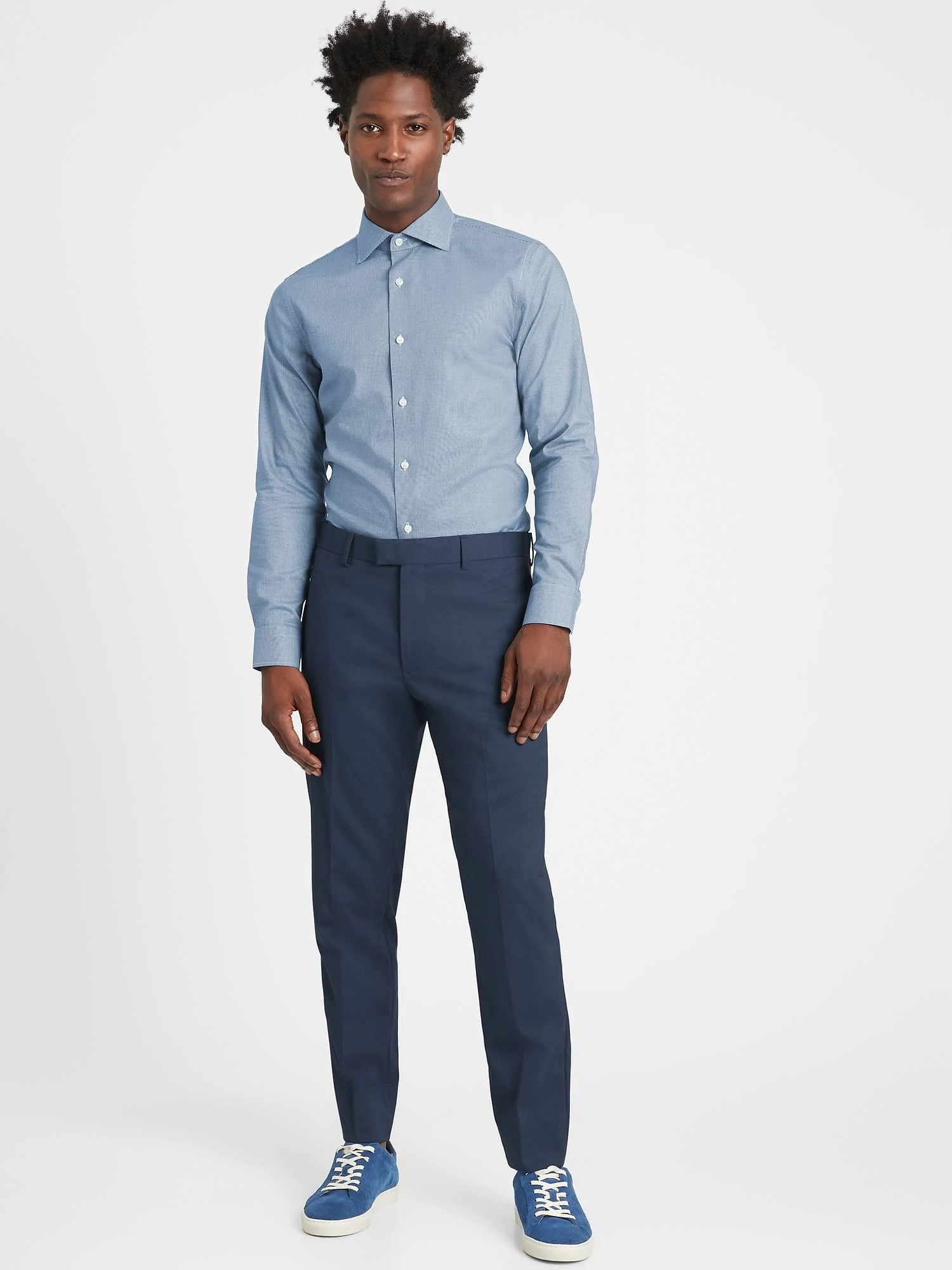 Banana Republic Men's Slim Non-Iron Stretch Cotton Solid Pant Navy Size 29W 30L