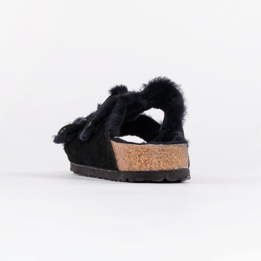 Birkenstock Arizona Shearling Double Strap Sandals - Black