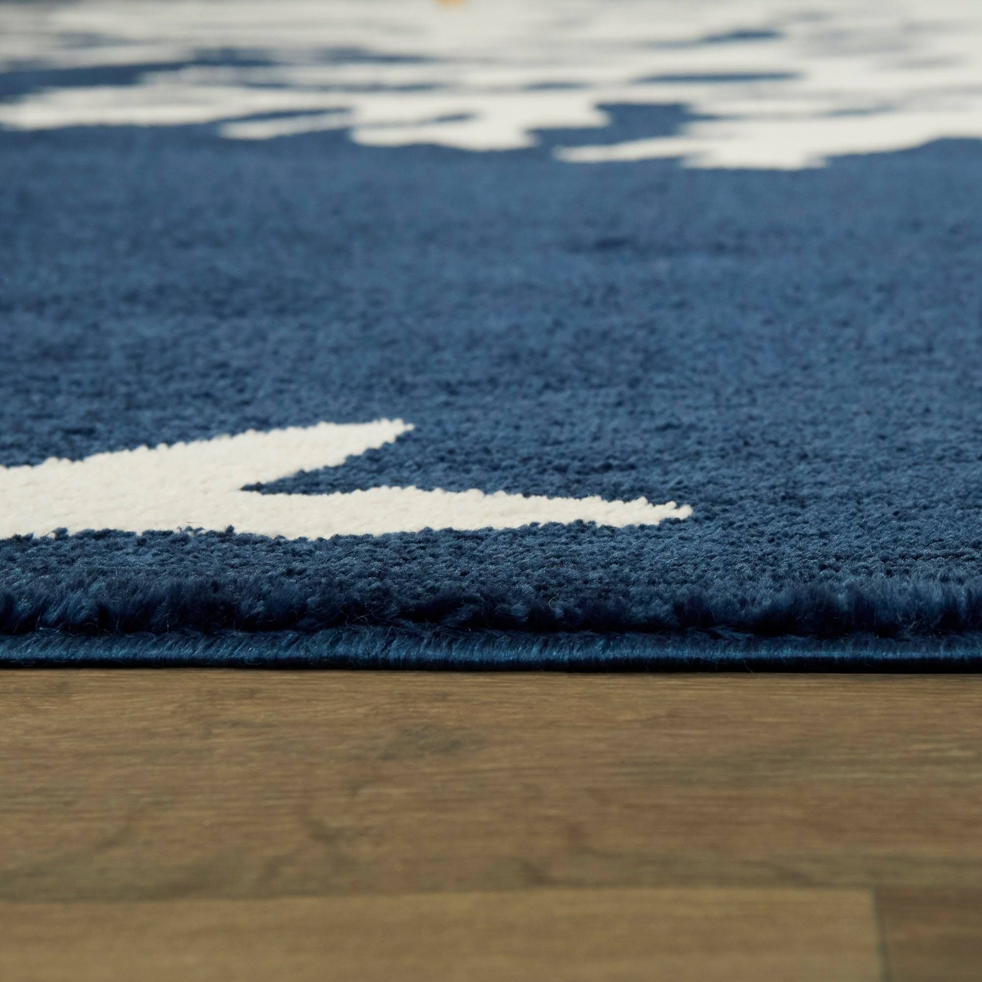 BALTA Alcester Navy 5 ft. x 7 ft. Coastal Coral Area Rug, Blue