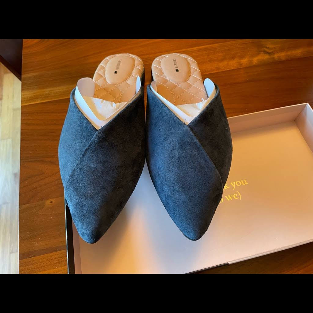 Birdies The Swan in Midnight Suede - Women's Top Rated Comfortable Slide - The Pointed-Toe Wardrobe Staple - Effortless Chic