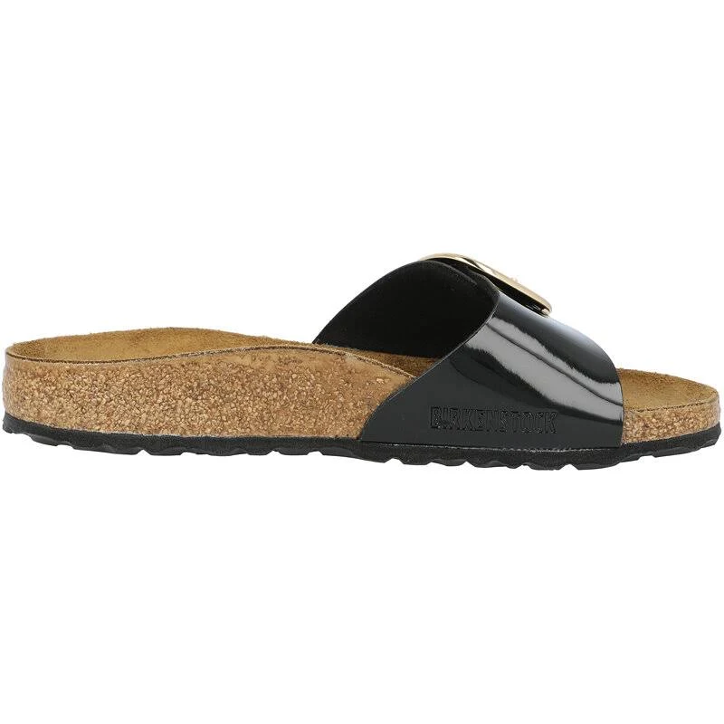 Birkenstock Adult Madrid Big Buckle Black Birko-Flor Patent Slides