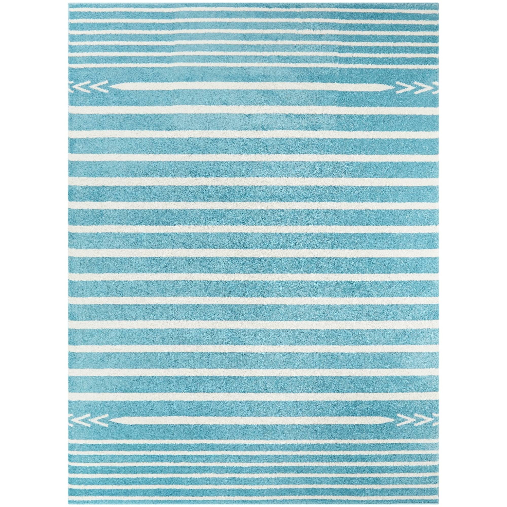 BALTA Cameron Striped Teal 8 ft. x 10 ft. Area Rug, Blue