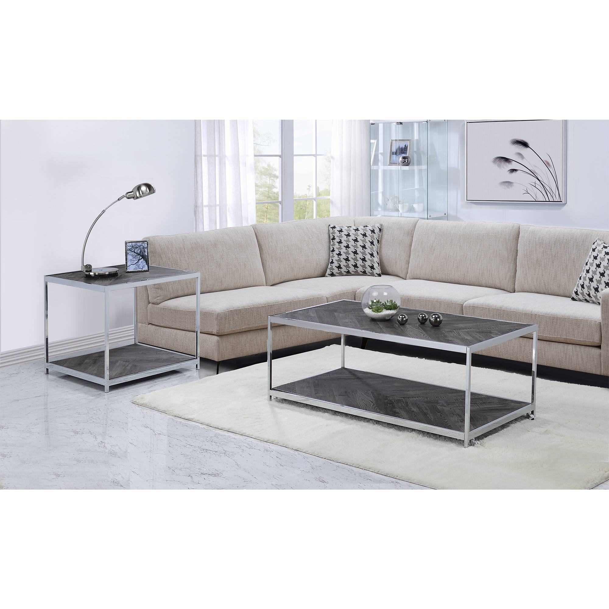 Picket House Furnishings Lennon Square Chrome End Table