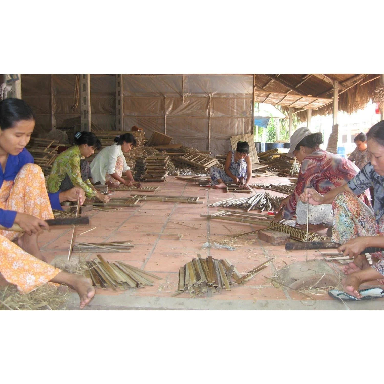 Bamboo54 Rectangular Folding Patio Coffee Table, Brown