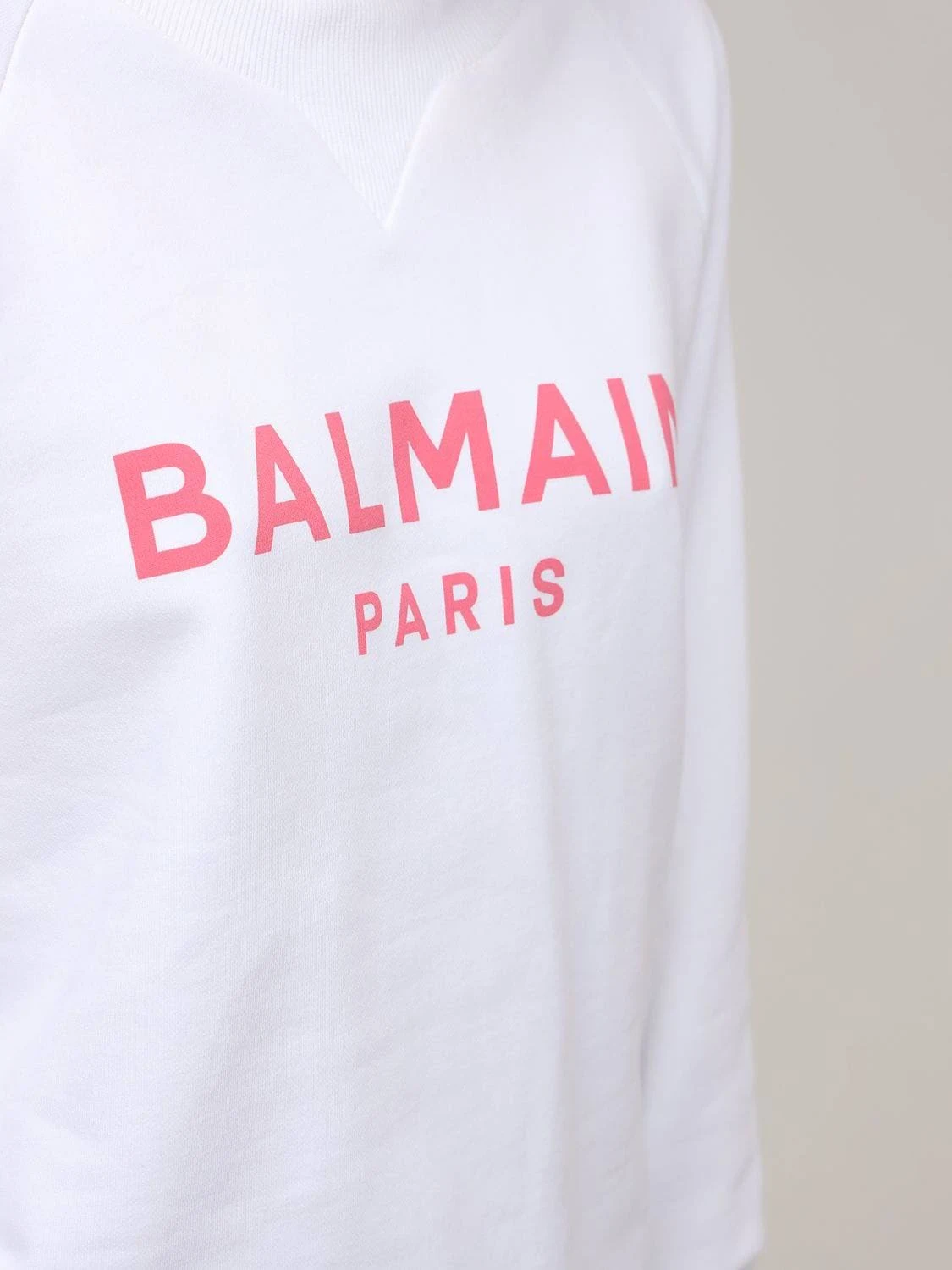 Balmain | Women Logo Printed Cotton Sweatshirt White/Pink S