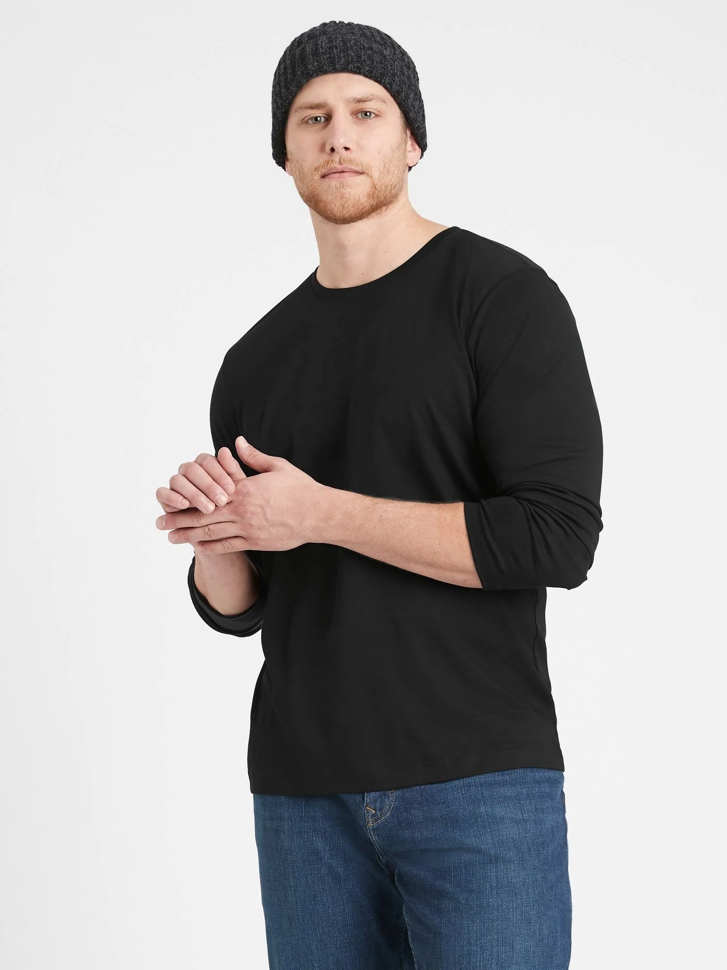 Banana Republic Men's Luxury-Touch Crew-Neck T-Shirt Black Tall Size XL