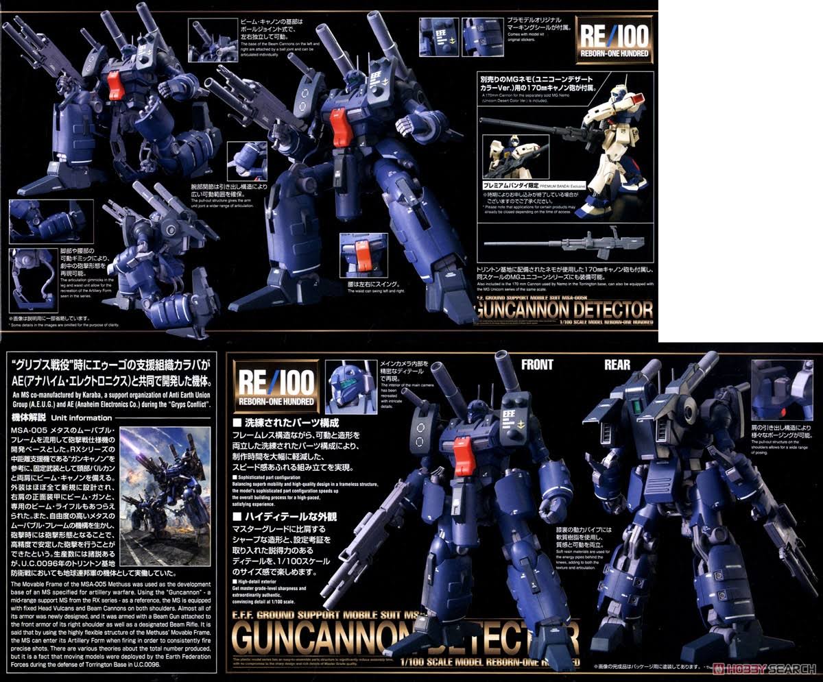 Bandai RE/100 - Gundam UC - Guncannon Detector