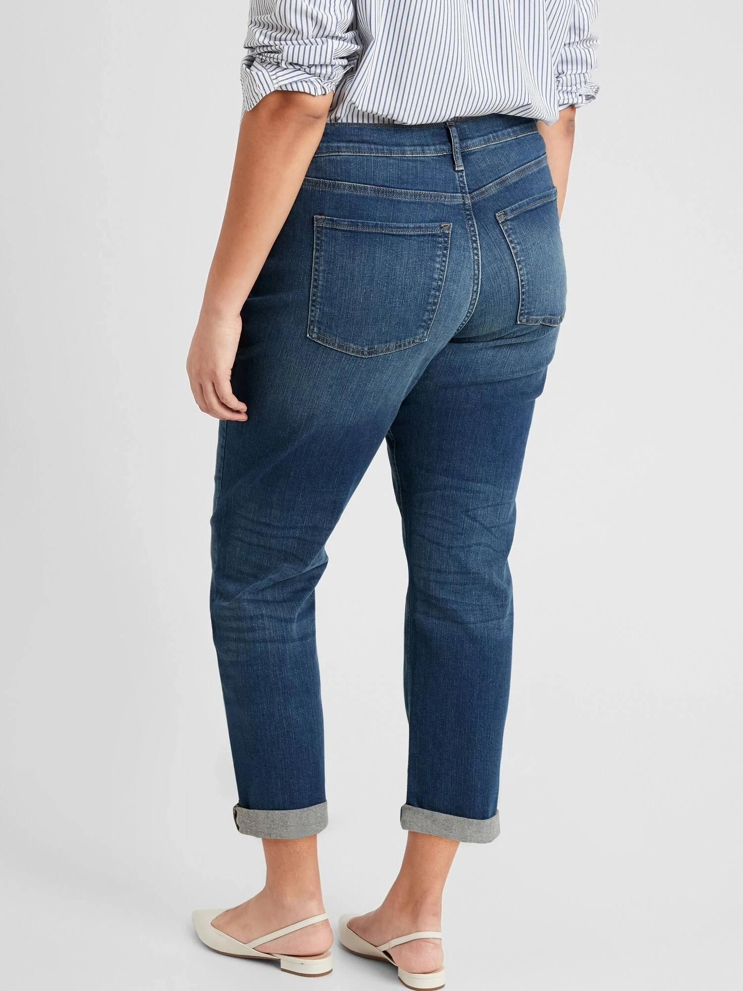Women's Low-Rise Dark Wash Girlfriend Jean Dark Wash